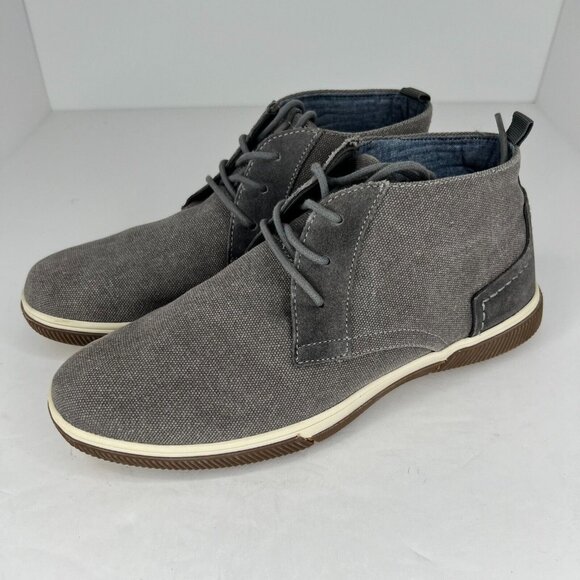 Steve Madden Mens P-Bardos Gray Leather Canvas LaceUp Size 8.5 Chukka Ankle Boot main image 7